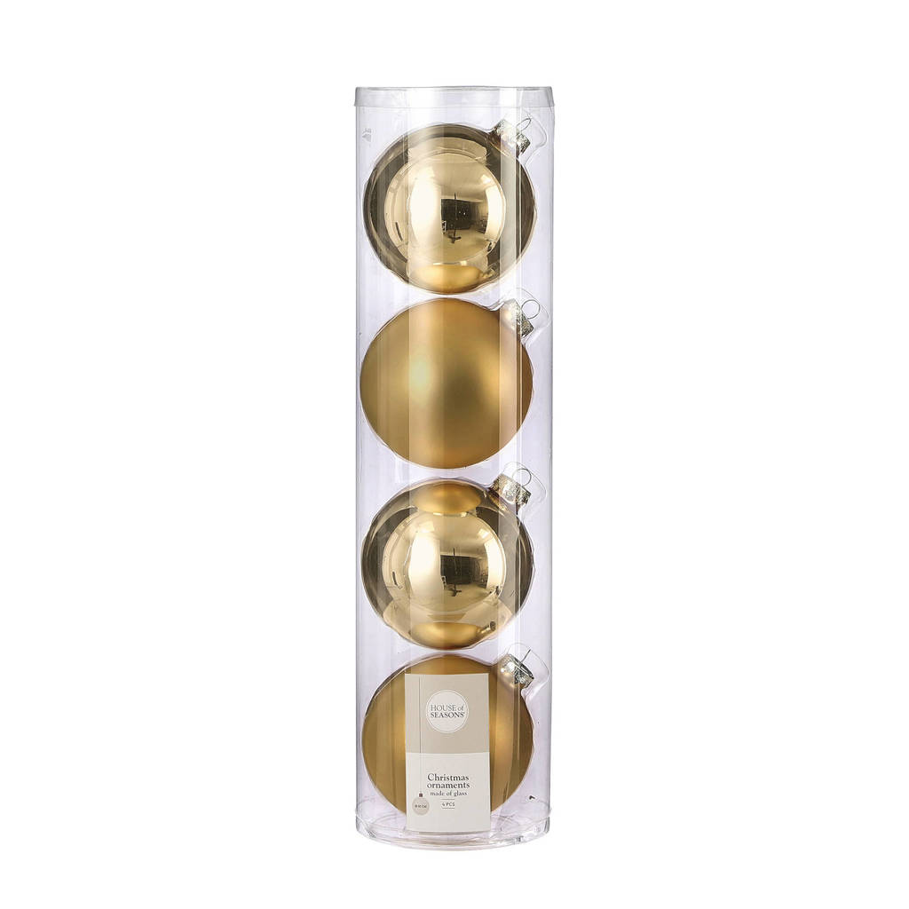 House of Seasons kerstbal (set van 4) (ø10 cm), Goud