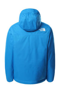 Blauwe jongens en meisjes The North Face ski-jack Snowquest van polyester met logo dessin en rits- en knoopsluiting