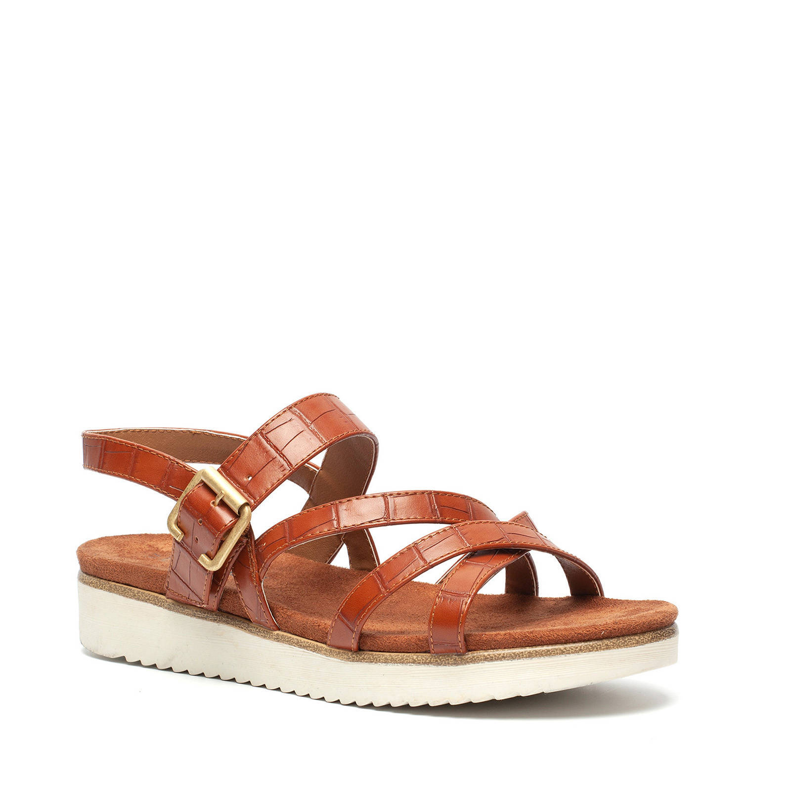 Scapino Blue Box sandalen met crocoprint cognac | wehkamp