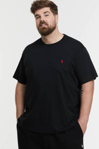Zwarte heren POLO Ralph Lauren Big & Tall +size T-shirt Plus Size van katoen met logo dessin, korte mouwen en ronde hals