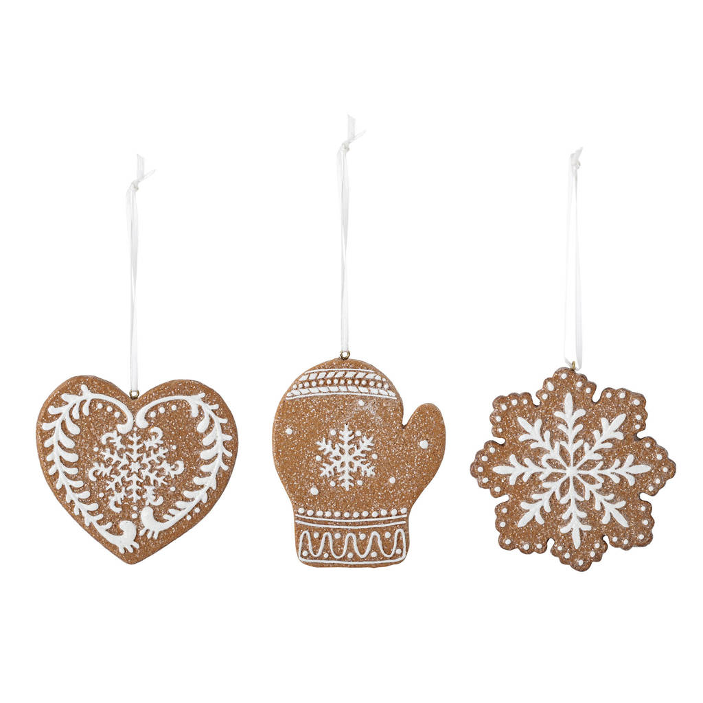 Bloomingville kersthanger Pearl (set van 3), Bruin