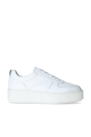 leren plateau sneakers wit