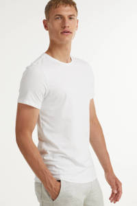Set van 2 witte heren Blend basic T-shirt van stretchkatoen met korte mouwen en ronde hals