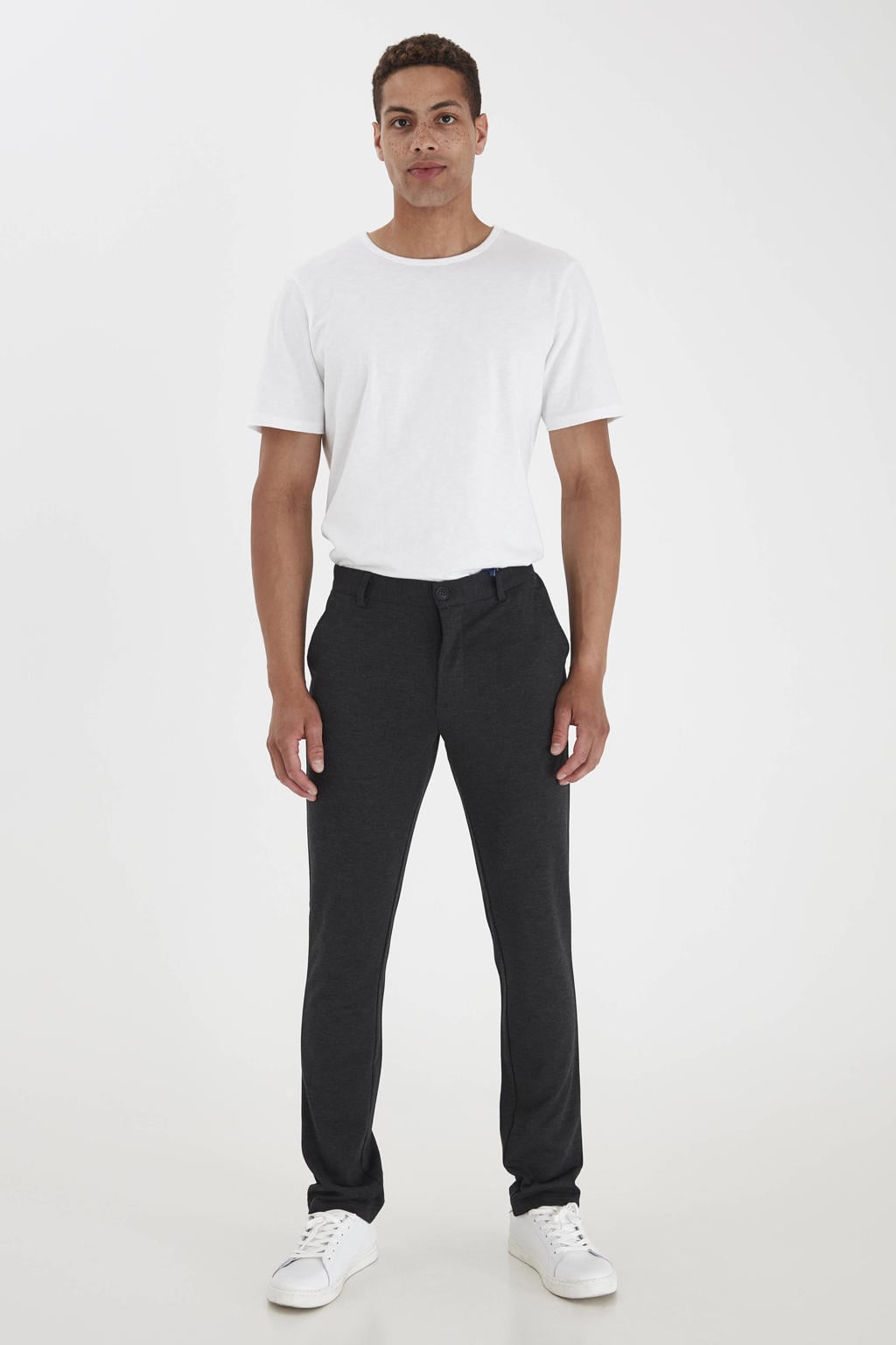Blend gemêleerde slim fit chino antraciet