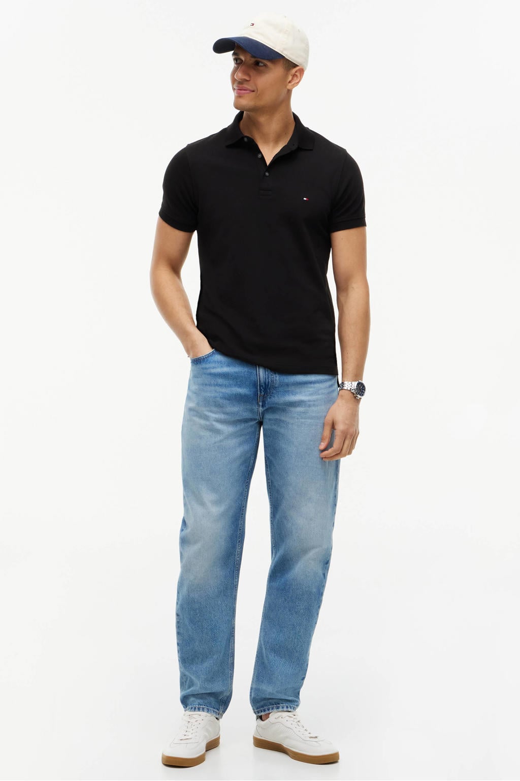 Tommy Hilfiger slim polo zwart