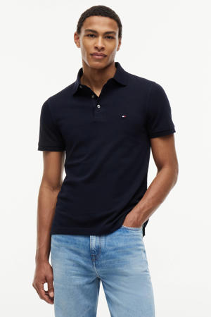 slim polo donkerblauw