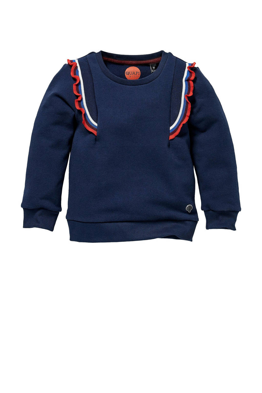 Quapi Mini sweater Linn met ruches donkerblauw/rood