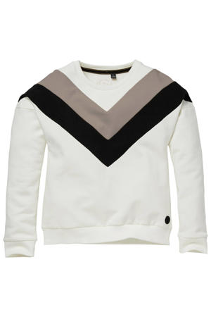 gestreepte sweater Robijn off white/zwart/zand