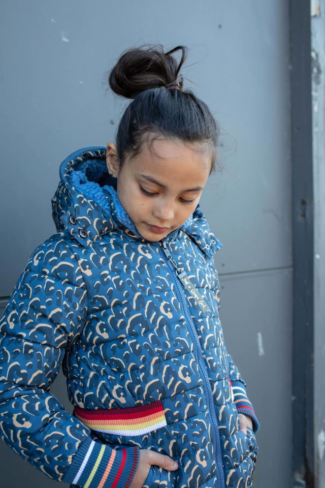 wrijving Initiatief dood Quapi Girls gewatteerde jas Keliza met all over print blauw | wehkamp