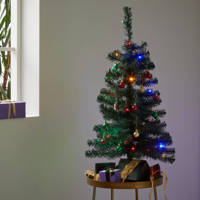 Wehkamp Home verlichte kinderkerstboom Jingle met leuke ornamenten (h90 x ø50 cm), Donkergroen