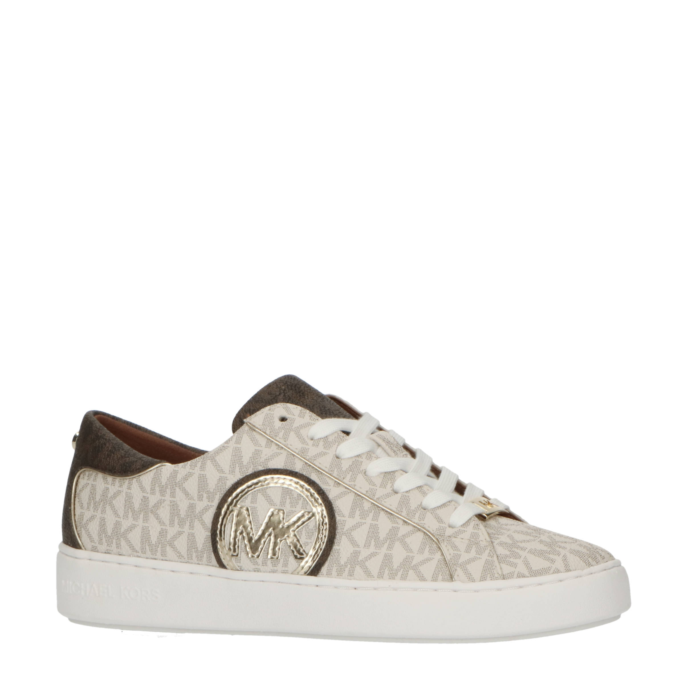 Michael Kors Keaton sneakers beige/bruin | wehkamp