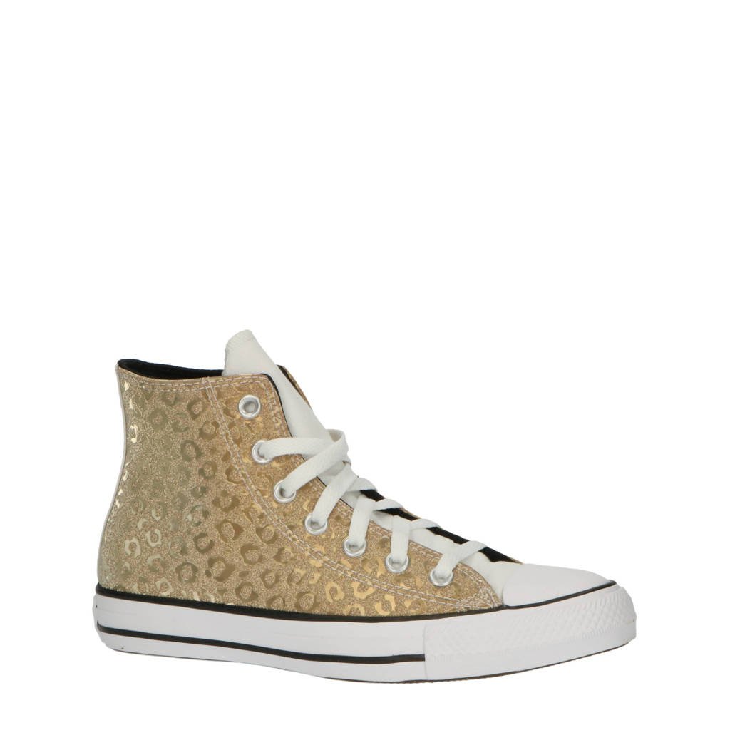 Goud, zwart en witte dames Converse Chuck Taylor All Star Leopard Glitter sneakers van canvas met veters