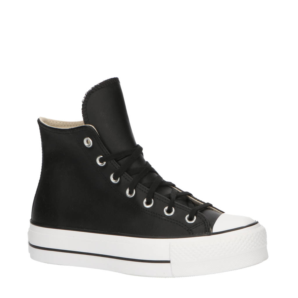 Zwart en witte dames Converse Chuck Tayler All Star Leather Platform sneakers met plateauzool