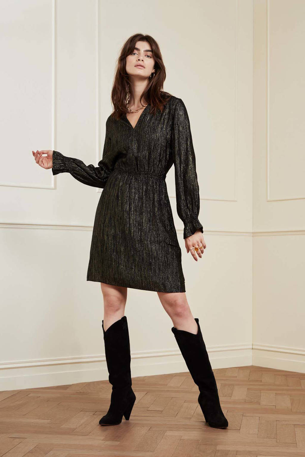 Fabienne Chapot jurk Studio  met glitters zwart, Zwart