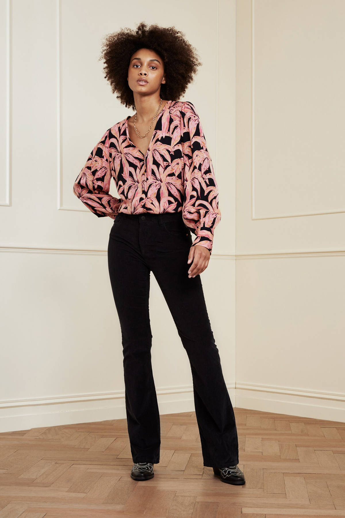 Fabienne Chapot corduroy flared broek Eva zwart | wehkamp