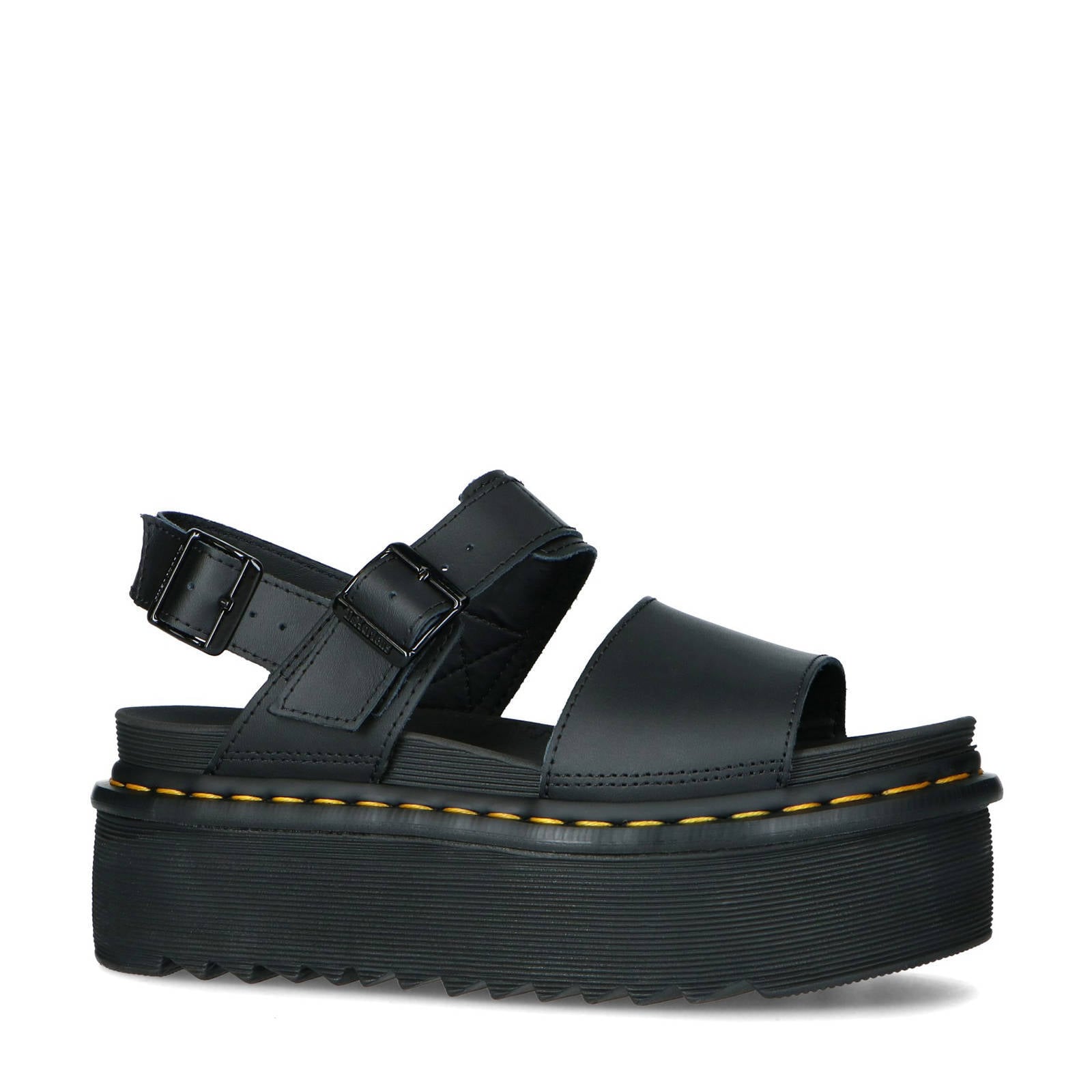 Dr. Martens Voss Quad leren plateau sandalen zwart | wehkamp