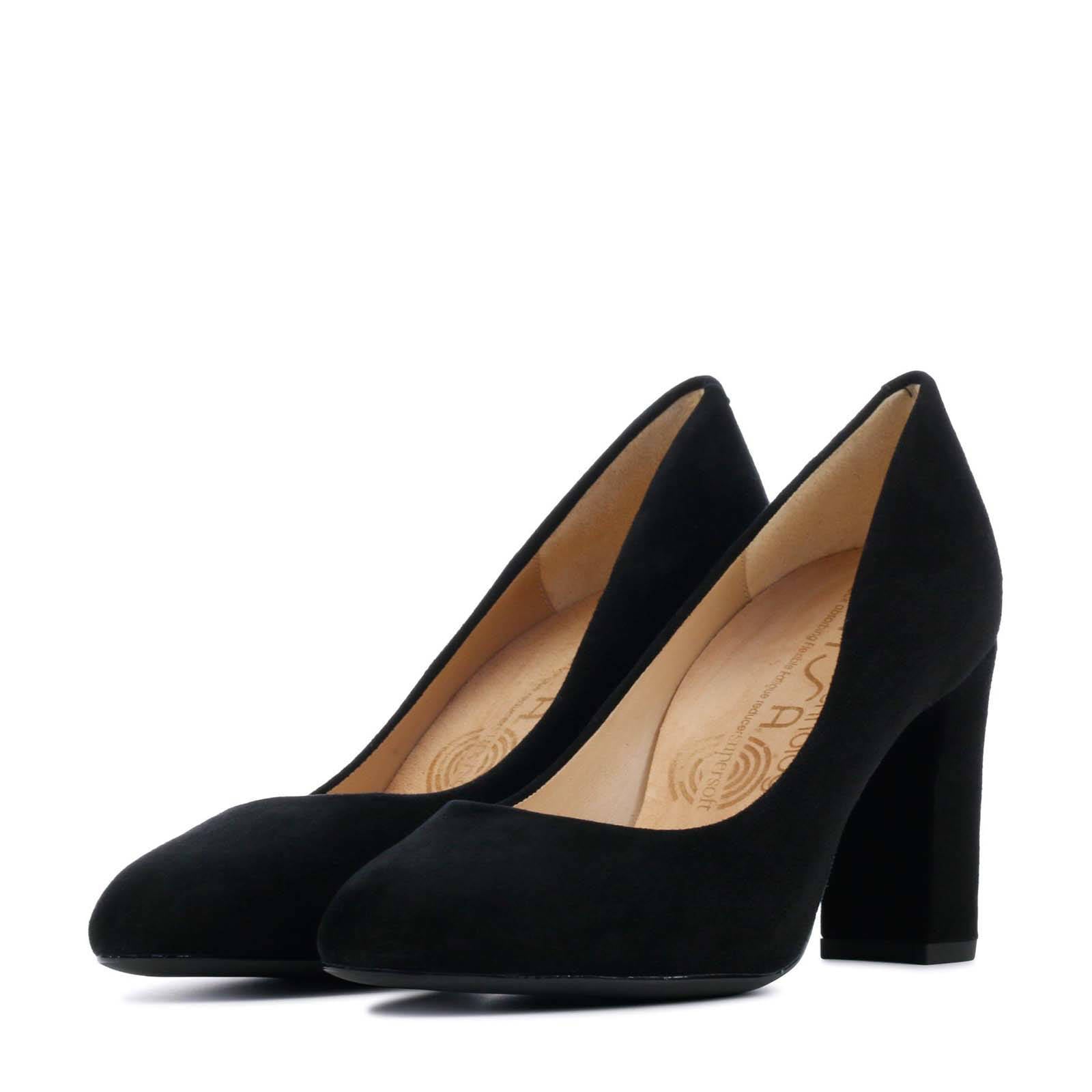 Suède zwarte pumps met hak - Dames | MANFIELD
