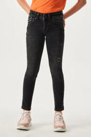 thumbnail: Zwarte meisjes LTB super skinny jeans Julita van stretchdenim met regular waist, rits- en knoopsluiting en effen