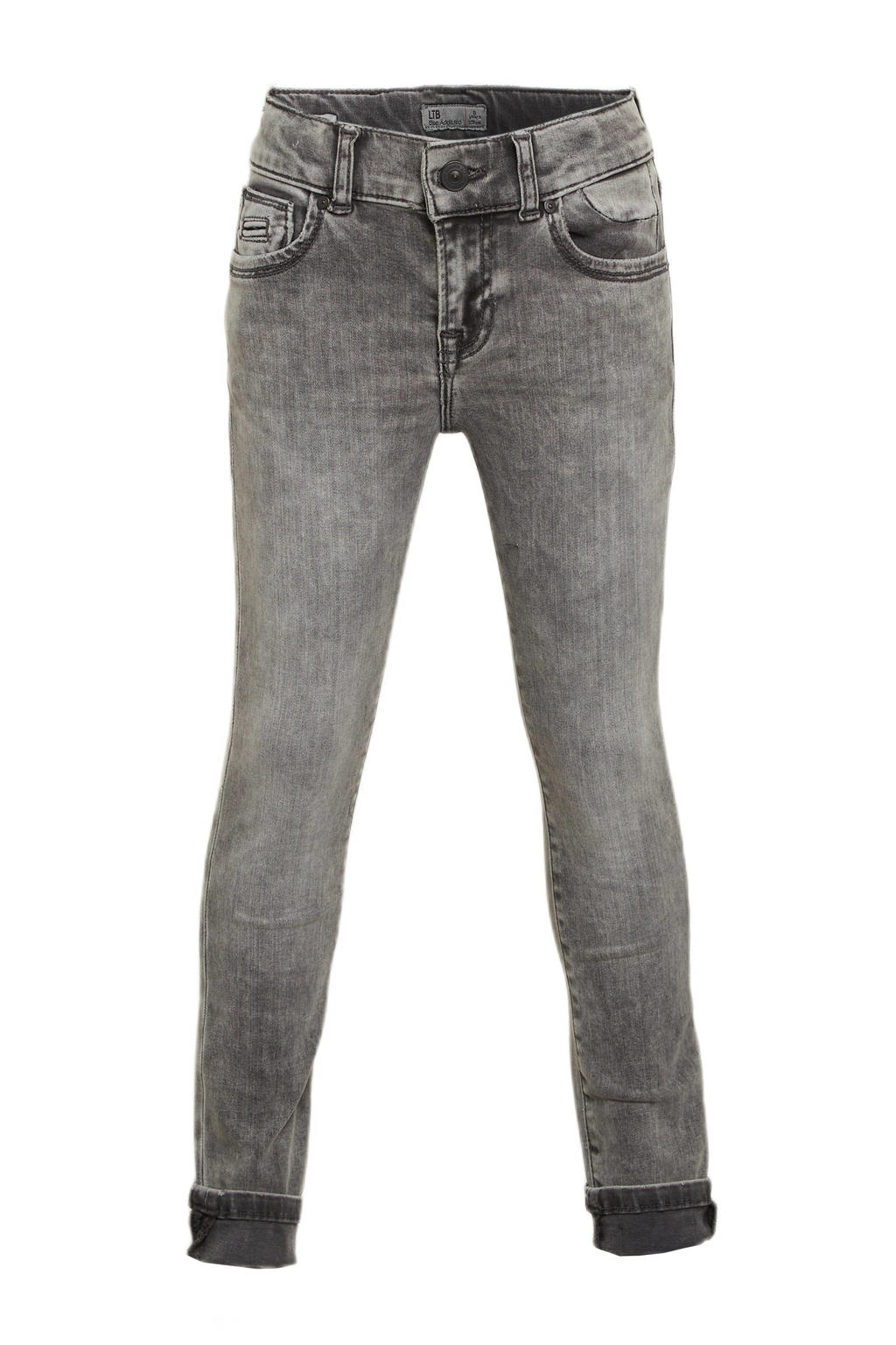Grijze jongens LTB super skinny jeans Ravi van stretchdenim met regular waist en rits- en drukknoopsluiting
