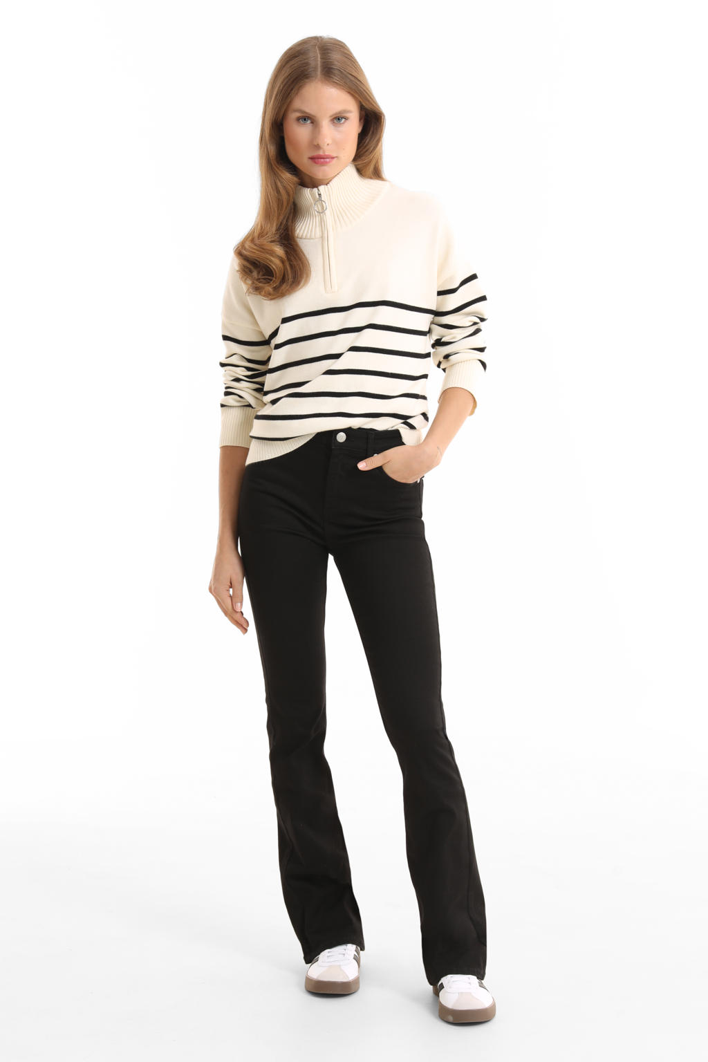 anytime flared jeans zwart