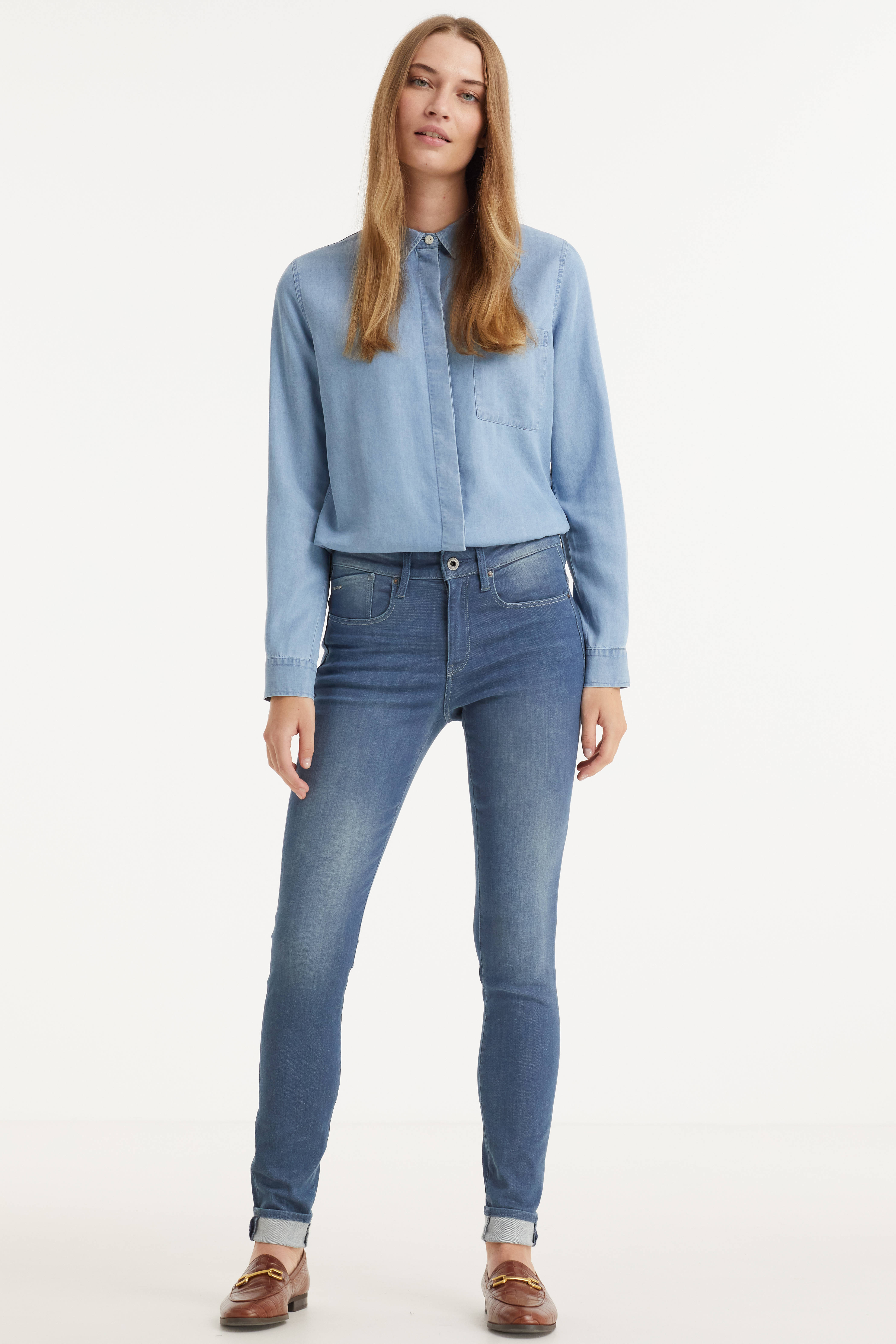 G-Star RAW Lhana high waist skinny jeans worn in gravel blue | wehkamp