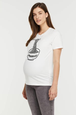 zwangerschapsshirt PCMEFIFI met printopdruk wit