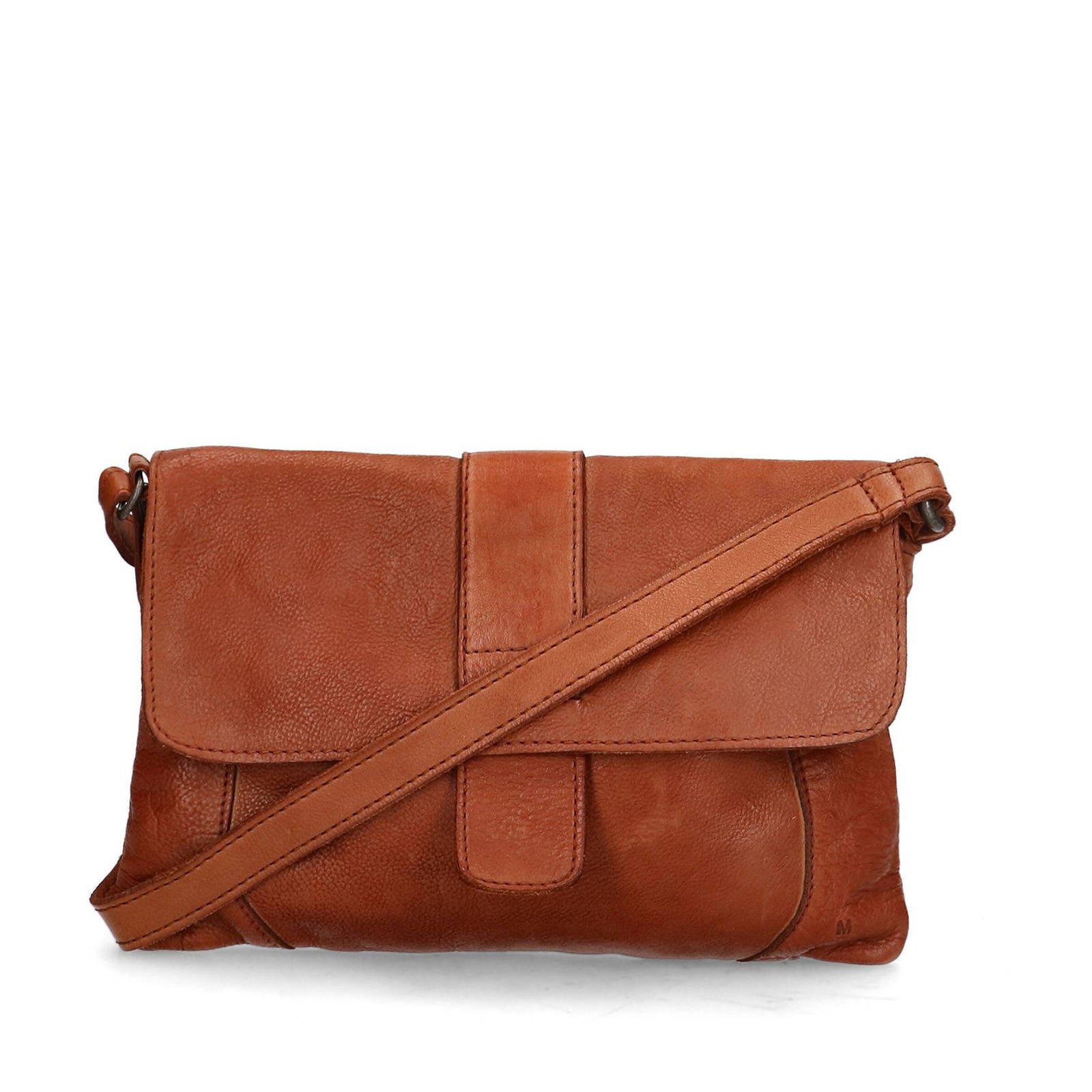 Manfield leren crossbody tas cognac wehkamp