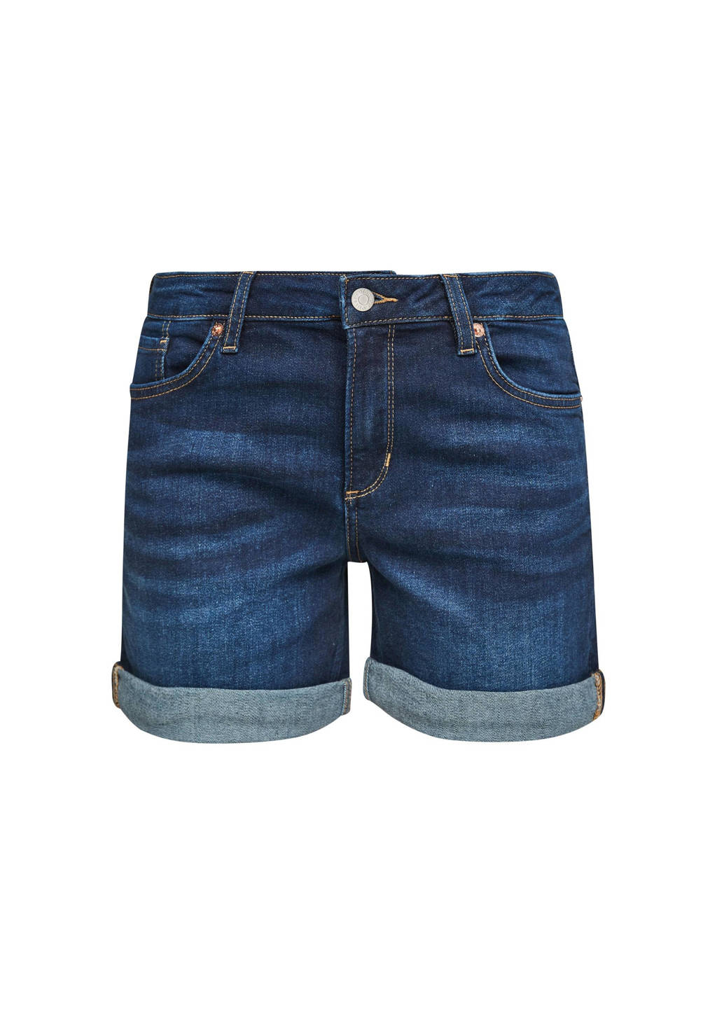 Q/S designed by slim fit jeans short donkerblauw, Donkerblauw