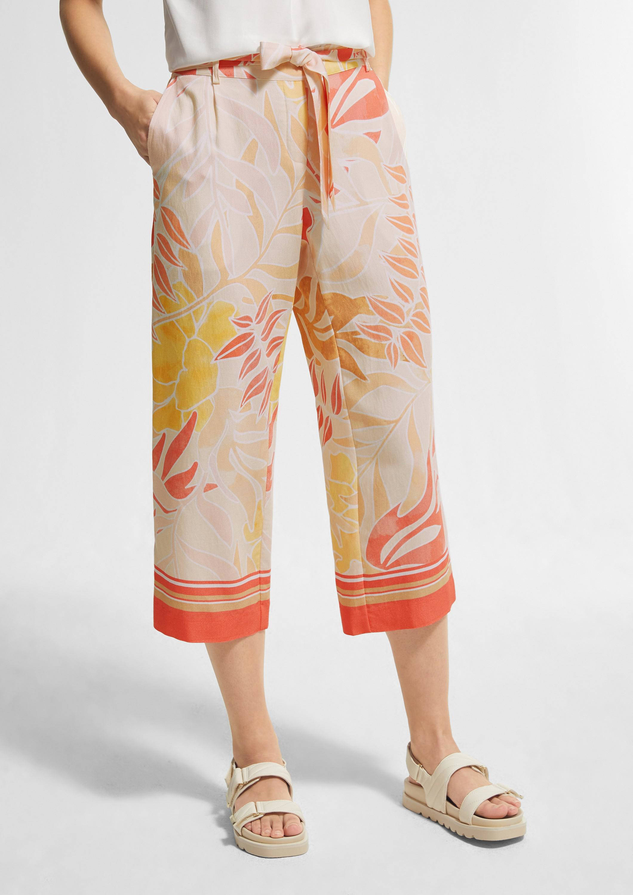 comma wide leg culotte met all over print oranje/beige/rood | wehkamp