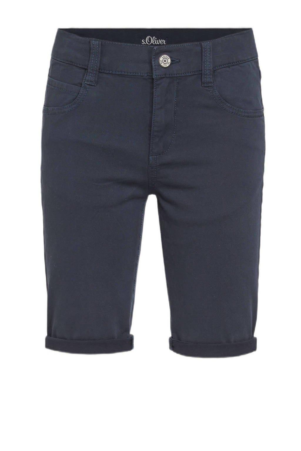 s.Oliver regular fit jeans bermuda donkerblauw, Donkerblauw