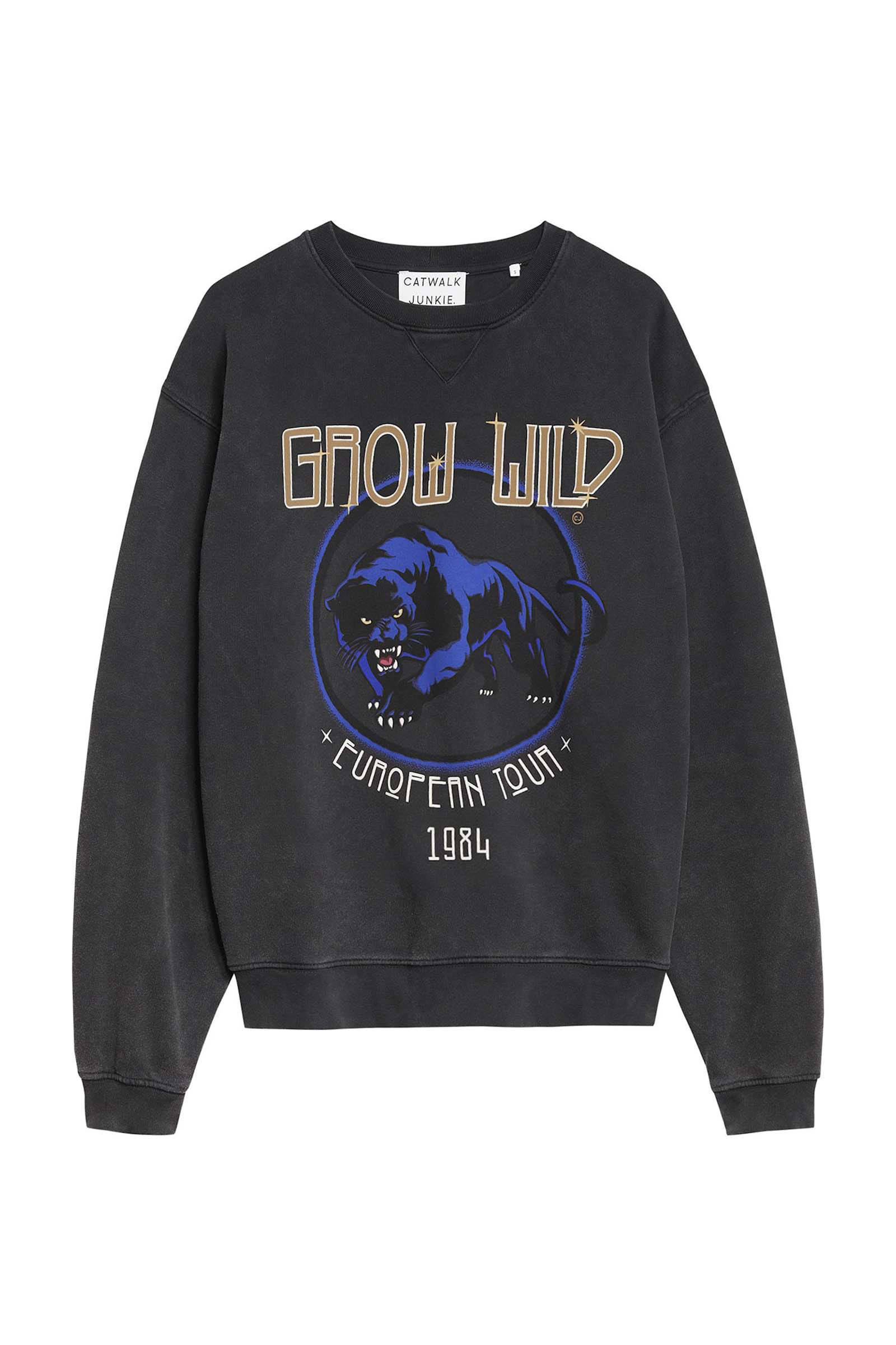 Catwalk Junkie sweater Grow Wild van biologisch katoen donkergrijs online kopen