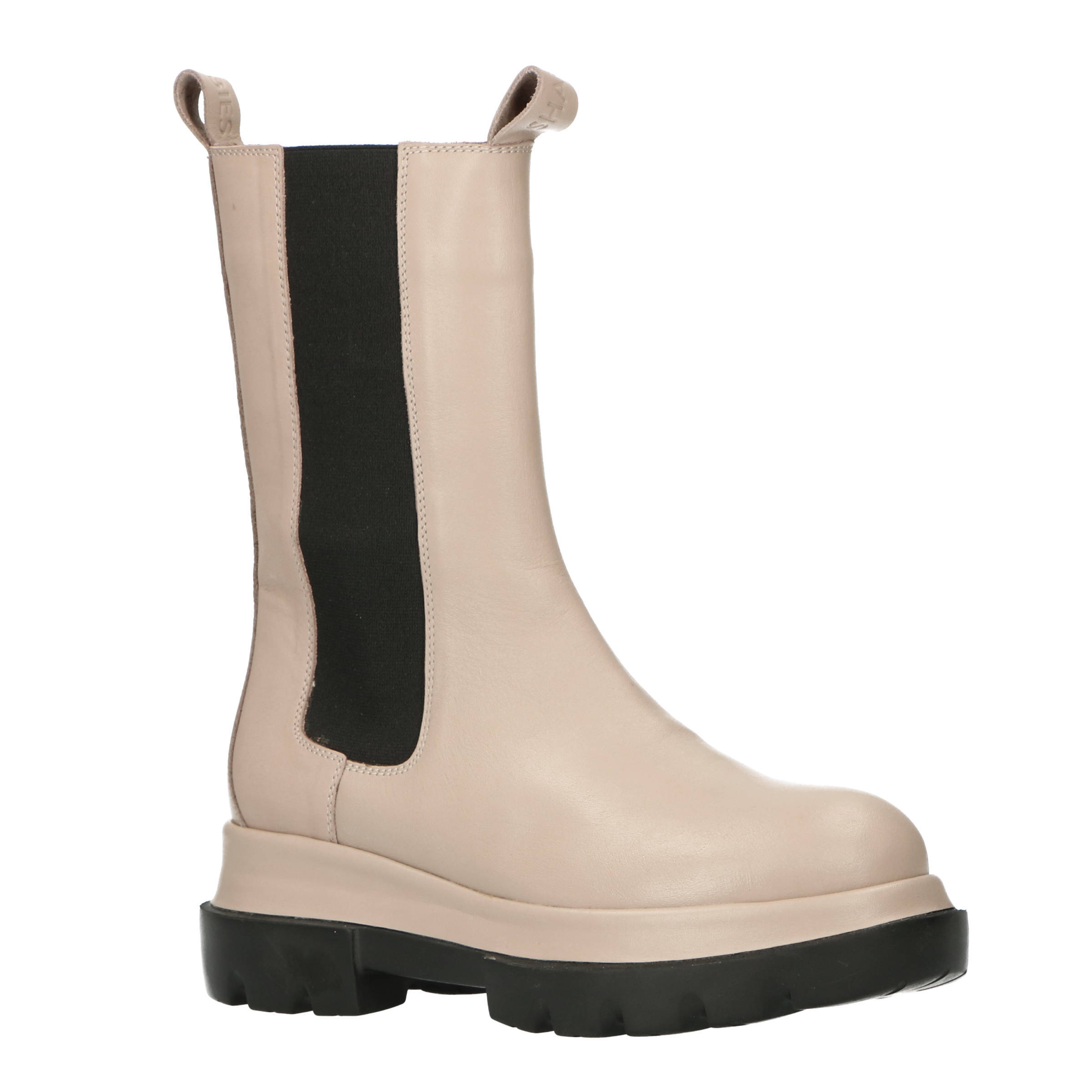 Shabbies Amsterdam hoge leren chelsea boots beige | wehkamp