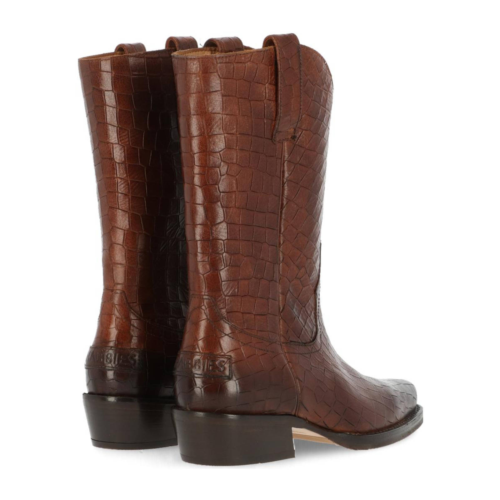 Shabbies Amsterdam leren cowboylaarzen met crocoprint cognac | wehkamp