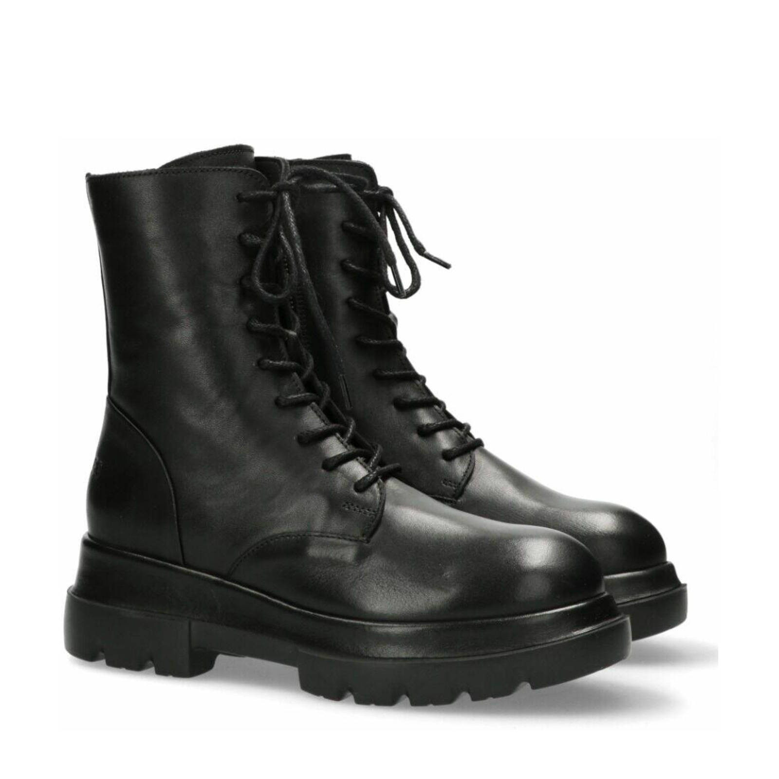 Shabbies Amsterdam SHS0276 leren veterboots zwart - Schoenen.nl