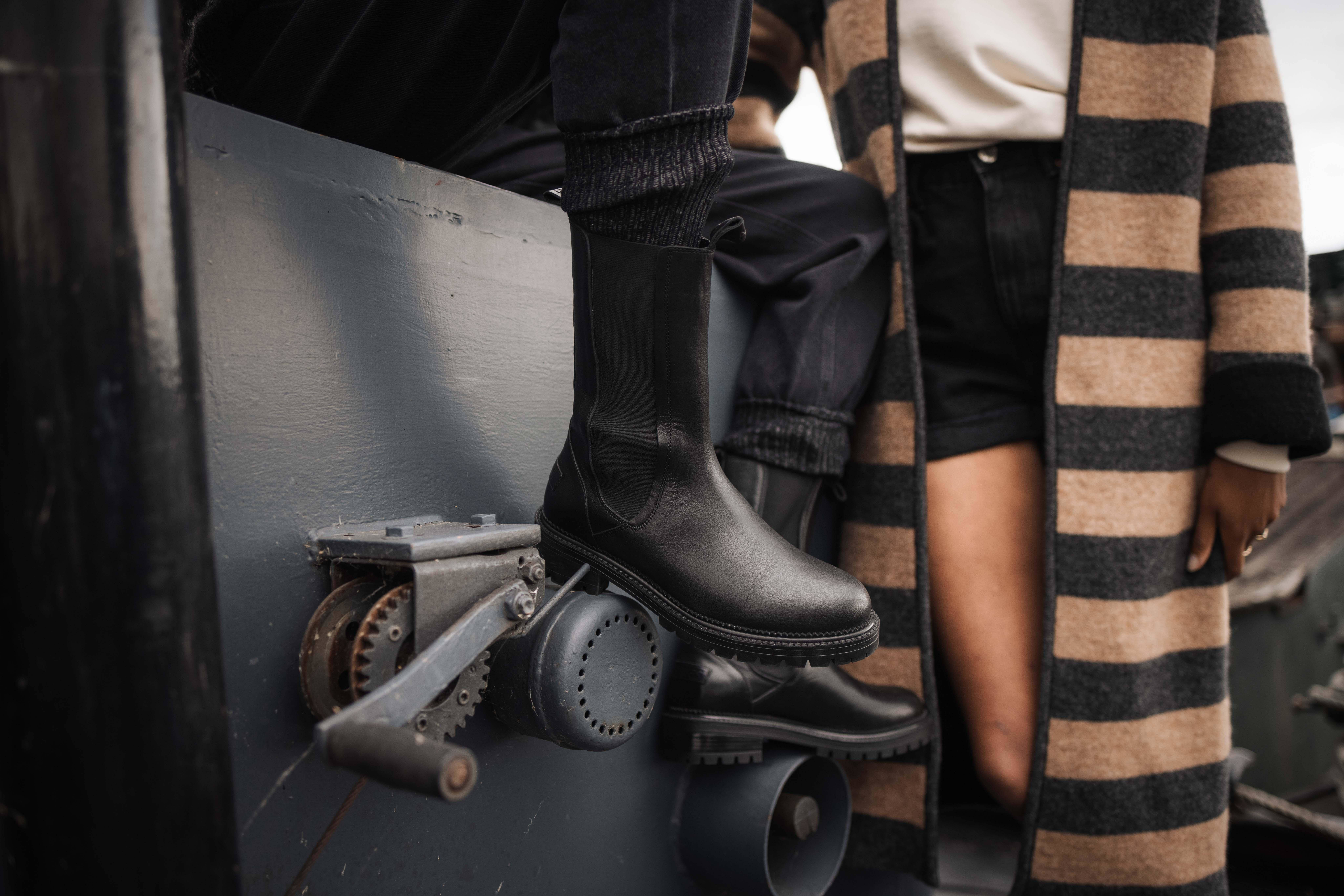 Shabbies Amsterdam hoge leren chelsea boots zwart | wehkamp