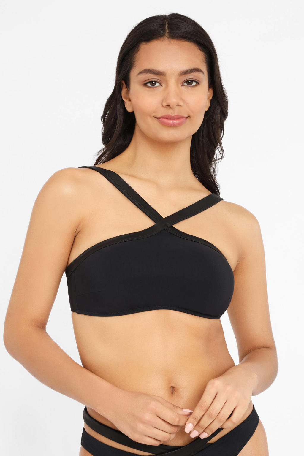 Lascana voorgevormde bandeau bikinitop zwart
