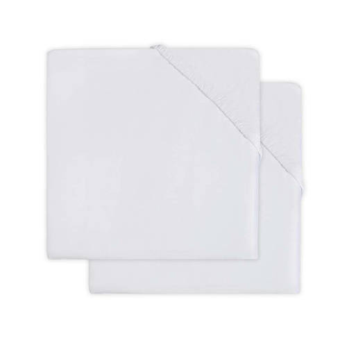 Jollein katoenen hoeslaken wieg 40x80/90 cm - set van 2 wit afbeelding