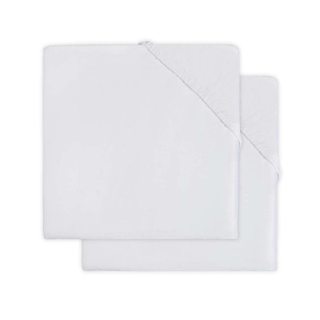 Jollein katoenen molton ledikant 60x120cm - wit (set van 2)