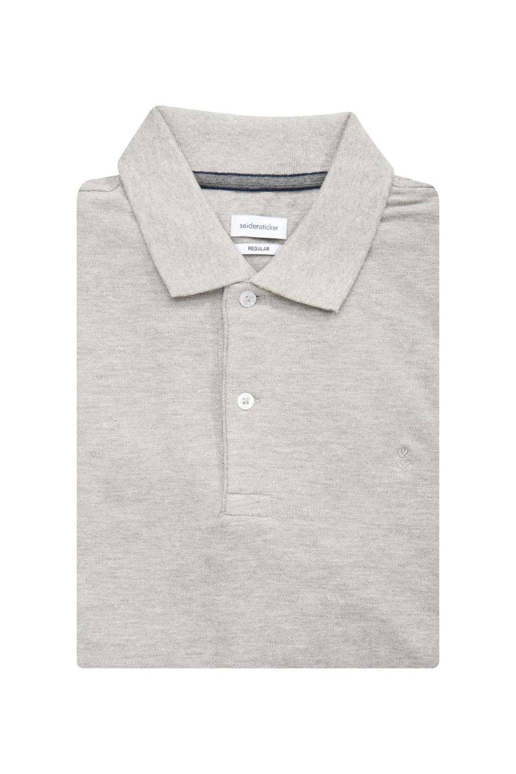 Seidensticker gemêleerde regular fit polo grijs