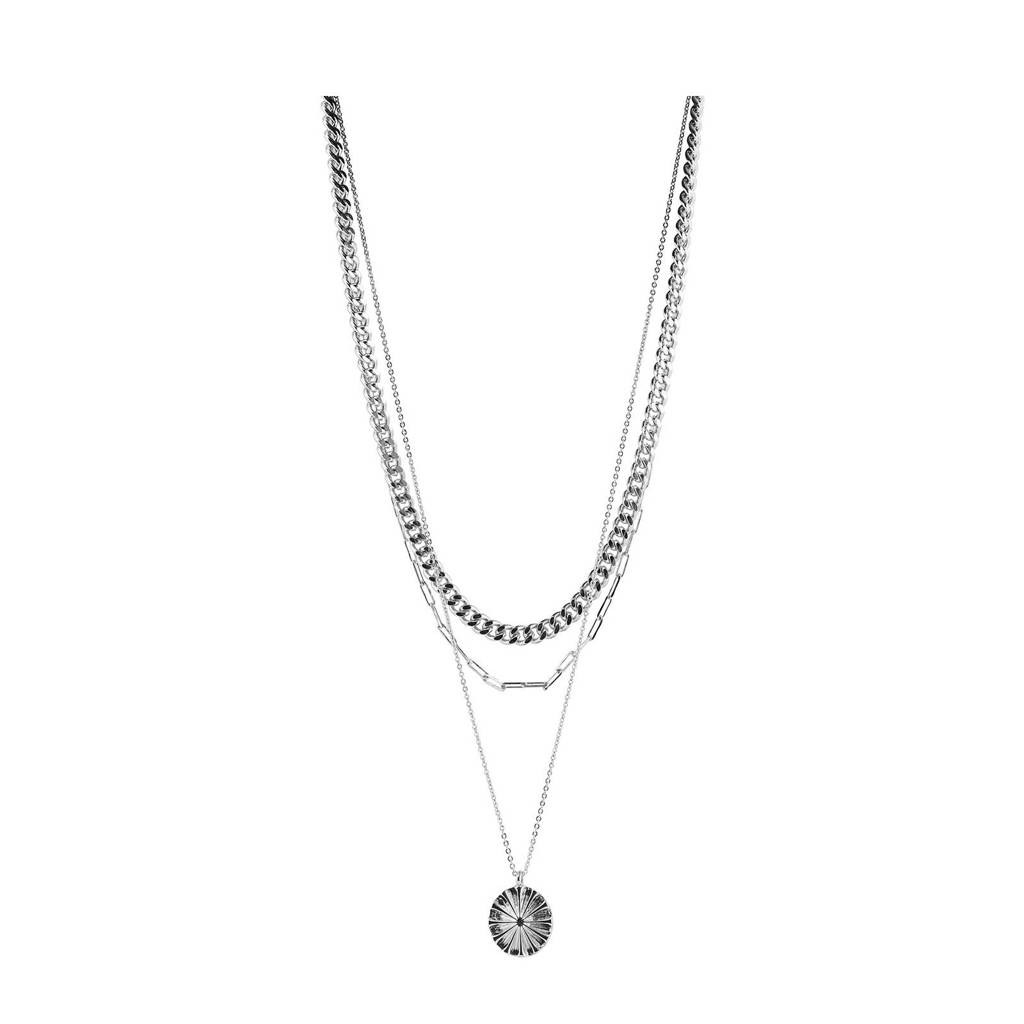 PIECES gelaagde ketting PCFLOWI zilverkleurig, Zilverkleurig