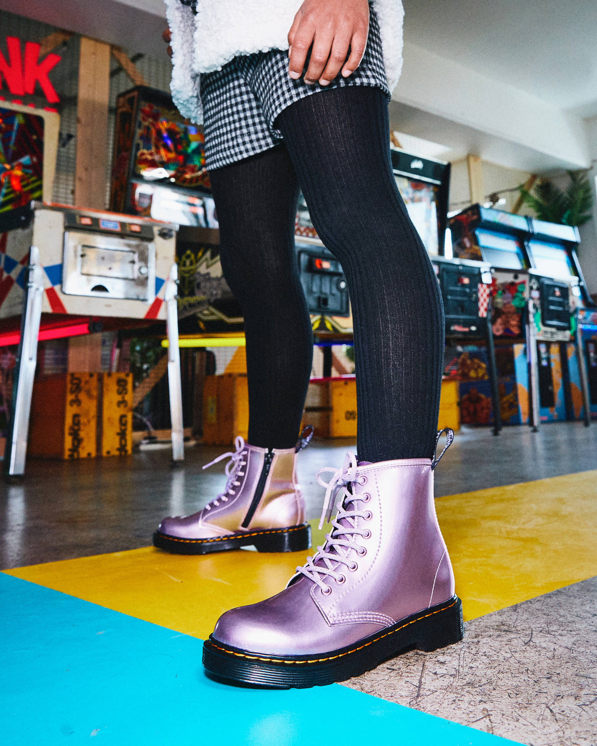 metallic pink doc martens