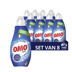 Omo Klein & Krachtig  Wit Vloeibaar Wasmiddel - 8 x 20 - wasbeurten - voordeelverpakking - 160 wasbeurten