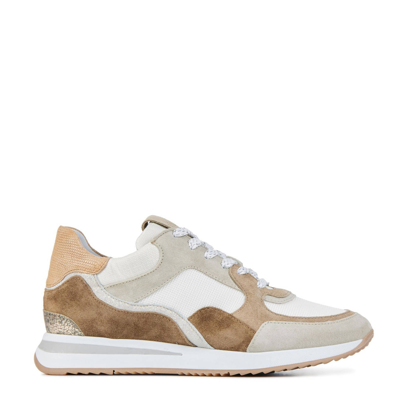 Via Vai 5607017 leren sneakers beige/bruin | wehkamp