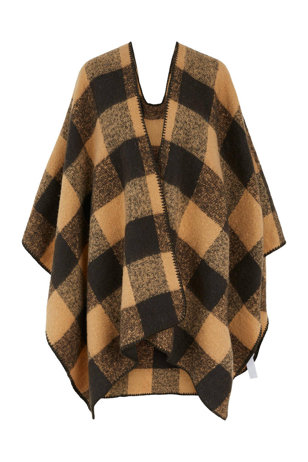 PIECES geruite poncho PCFAIRLY camel/zwart, Camel/zwart