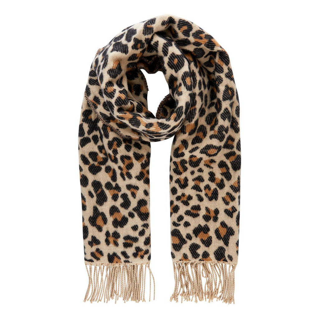 PIECES sjaal PCFELINE luipaardprint, Beige/zwart