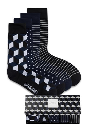 giftbox sokken JACTOMMY - set van 4 donkerblauw