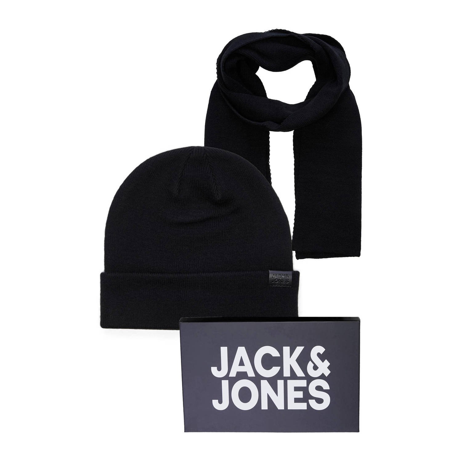 JACK & JONES giftbox JACJOLLY muts + sjaal zwart