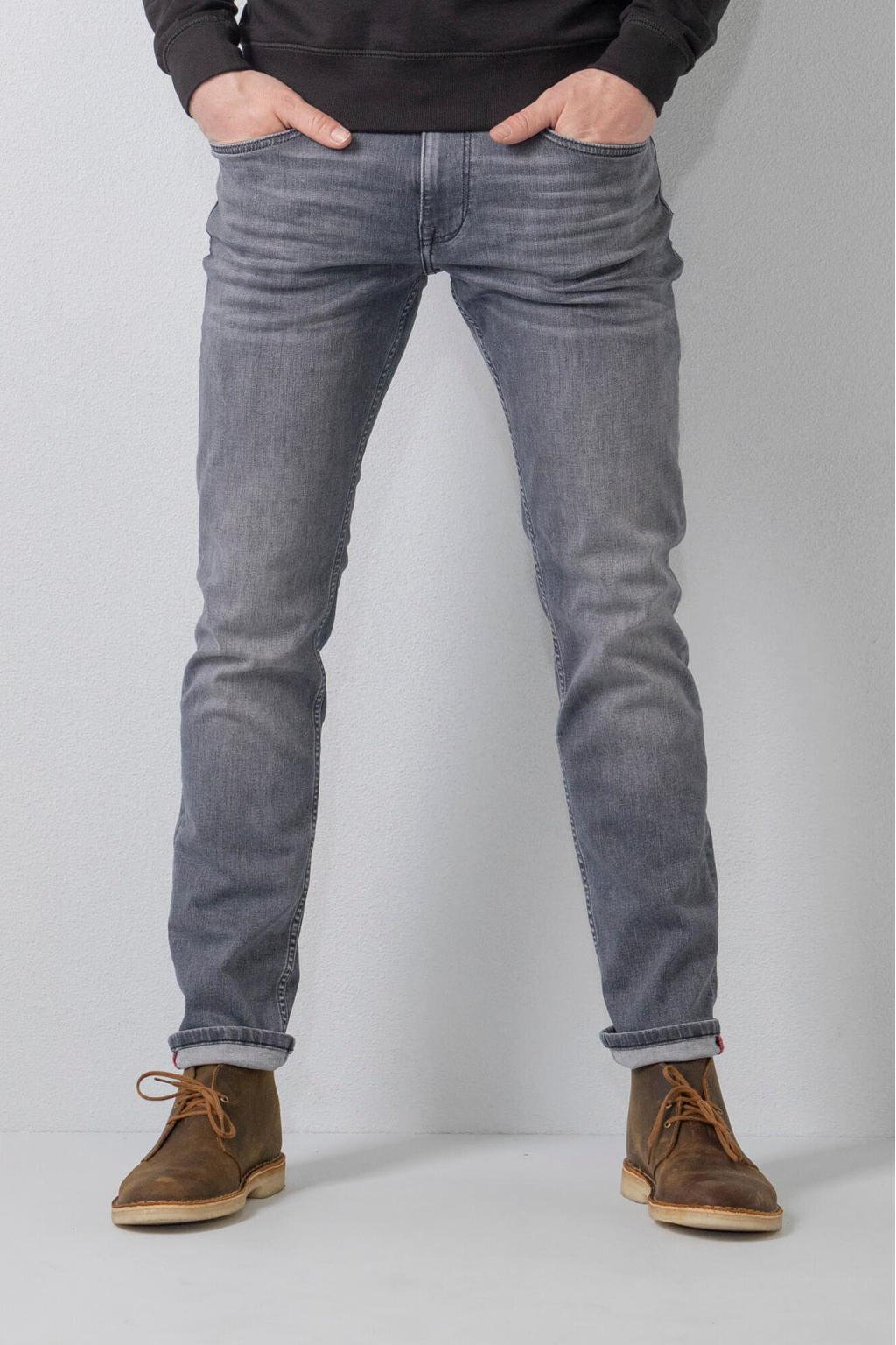 Petrol Industries regular tapered fit jeans RUSSEL met riem grey