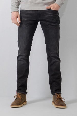 regular tapered fit jeans RUSSEL met riem black stone