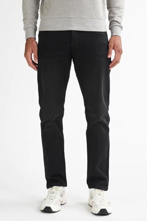 regular tapered fit jeans RUSSEL met riem black stone
